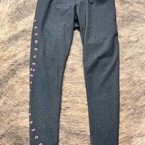 Under Armour Gray Leggings | Small | Coral Logo Detail